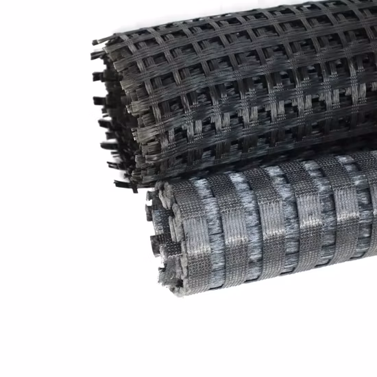 Geomalla biaxial de PVC de poliéster de alta resistencia a la tracción para base Rawilway