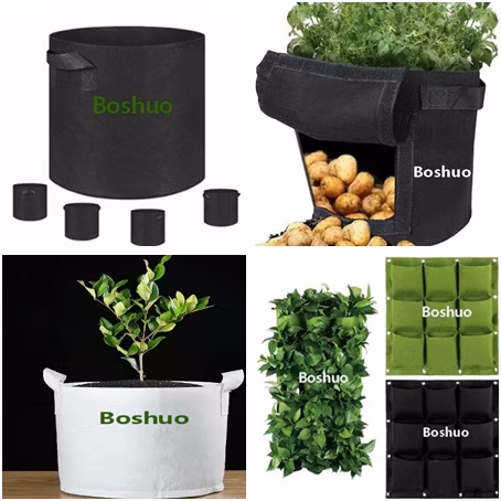 1 2 3 5 7 10 15 20 30 45 50 75 galones Tela geotextil Fieltro Raíz de jardín Vivero Planta Plántula Patata Cultivo de vegetales Plantación Maceta Bolsa de maceta Proveedor de China
